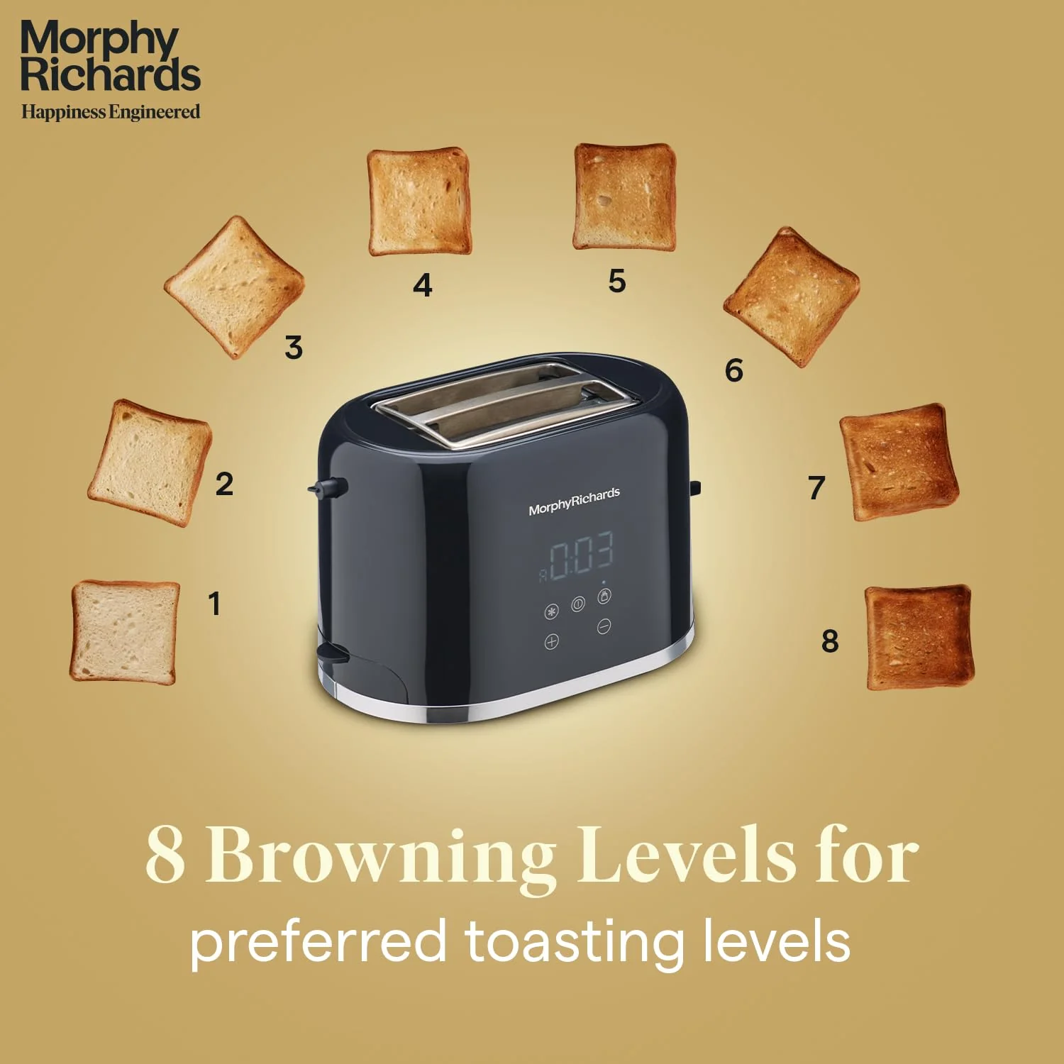 Morphy Richards Windsor Series Digital 2 Slice 800W Pop Up Toaster|8-Browning Levels|Reheat&amp;Defrost|Wide Bread Slots|Bun Warmer|Dust Cover|Removable Crumb Tray|2-Yr Warranty By Brand|Black,800 Watts - Image 5