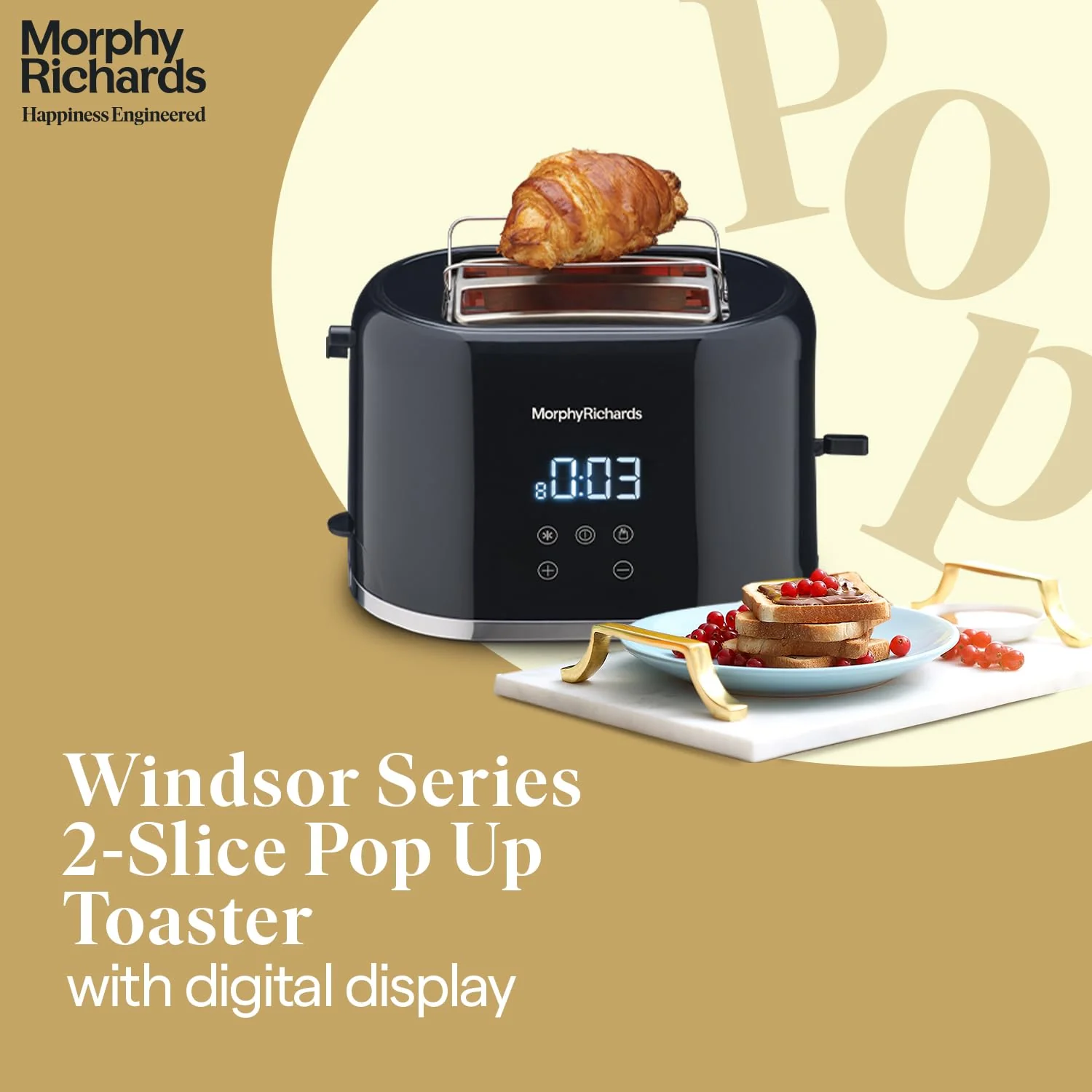 Morphy Richards Windsor Series Digital 2 Slice 800W Pop Up Toaster|8-Browning Levels|Reheat&amp;Defrost|Wide Bread Slots|Bun Warmer|Dust Cover|Removable Crumb Tray|2-Yr Warranty By Brand|Black,800 Watts - Image 7