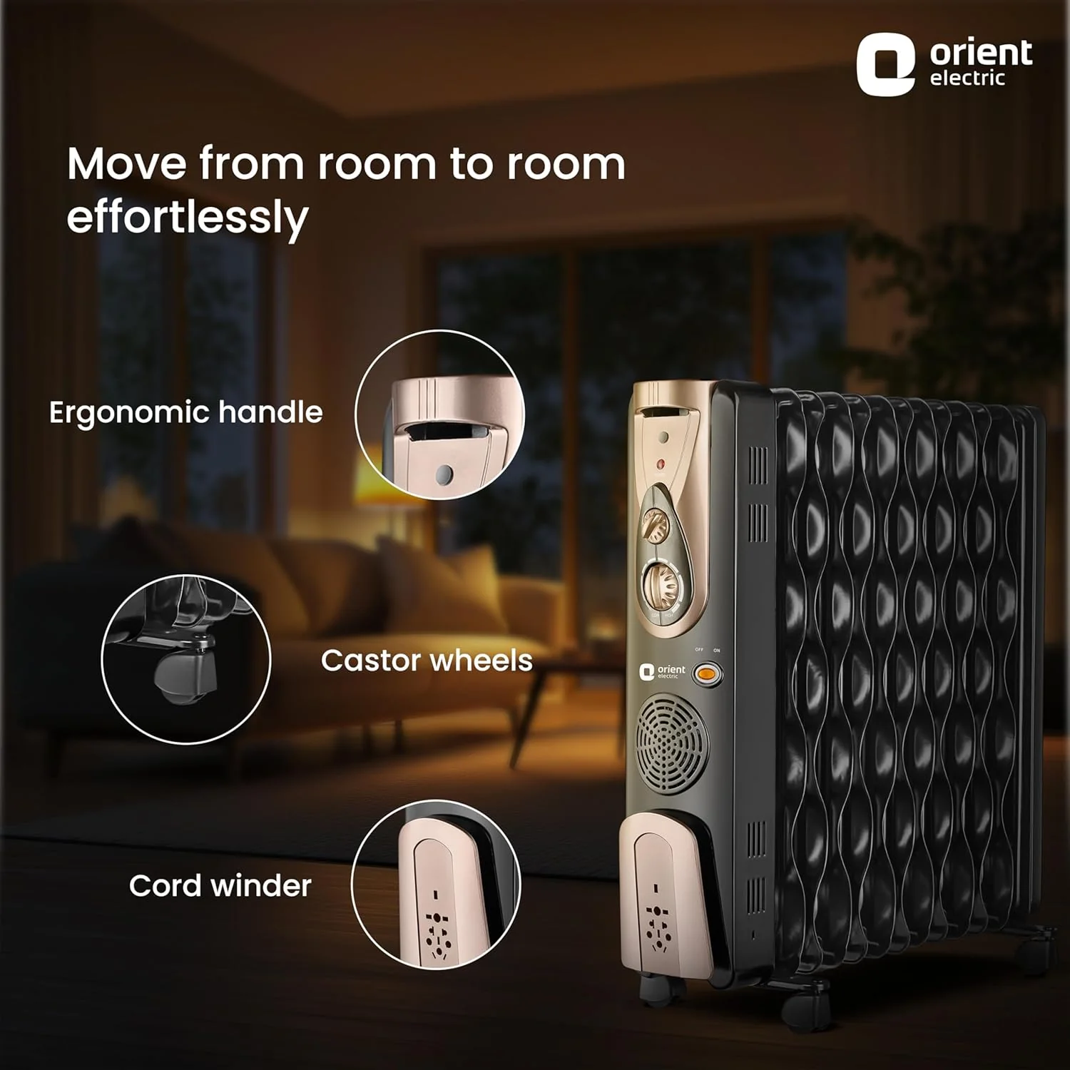 Orient Electric Comforter collection 13 fin oil filled radiator | Advanced S-shaped Fins |2900W power| with PTC fan heater| 3 heat settings | 2 years warranty by Orient - Image 5