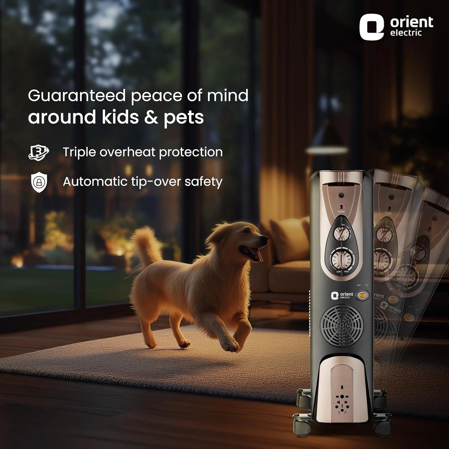 Orient Electric Comforter collection 13 fin oil filled radiator | Advanced S-shaped Fins |2900W power| with PTC fan heater| 3 heat settings | 2 years warranty by Orient - Image 6