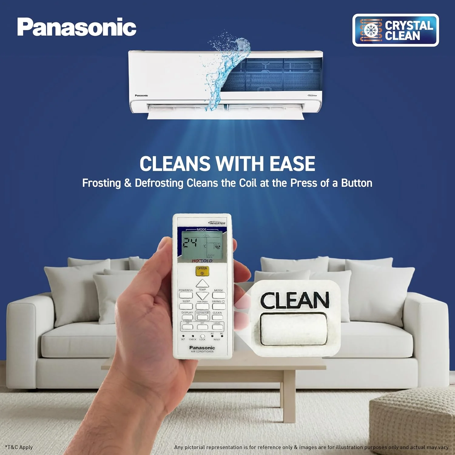Panasonic 1.5 Ton 3 Star Hot & Cold Inverter Split AC (Crystal Clean, -10~55°C Oper., Copper Condenser, 8in1 Convertible, Higher Airflow, 2-Way, PM0.1 Filter, CS/CU-EZ18CKYF,White, New BEE rated - Image 5
