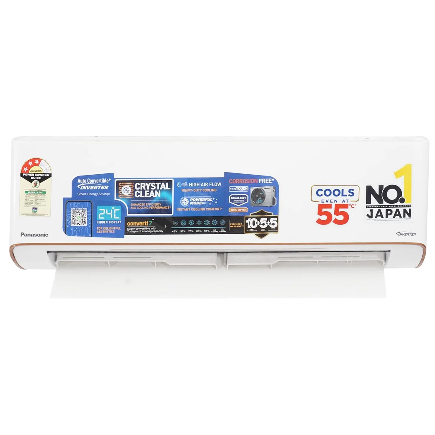 Panasonic EU 7 in 1 Convertible 1.5 Ton 3Star Inverter Split,(100% Copper Condenser, CS/CU-EU18BKY3XF),55°Tested,Ag clean Filter,4Way Swing, Eco tough Outdoor Crystal Clean Technology &amp; Shild Blue+ - Image 7