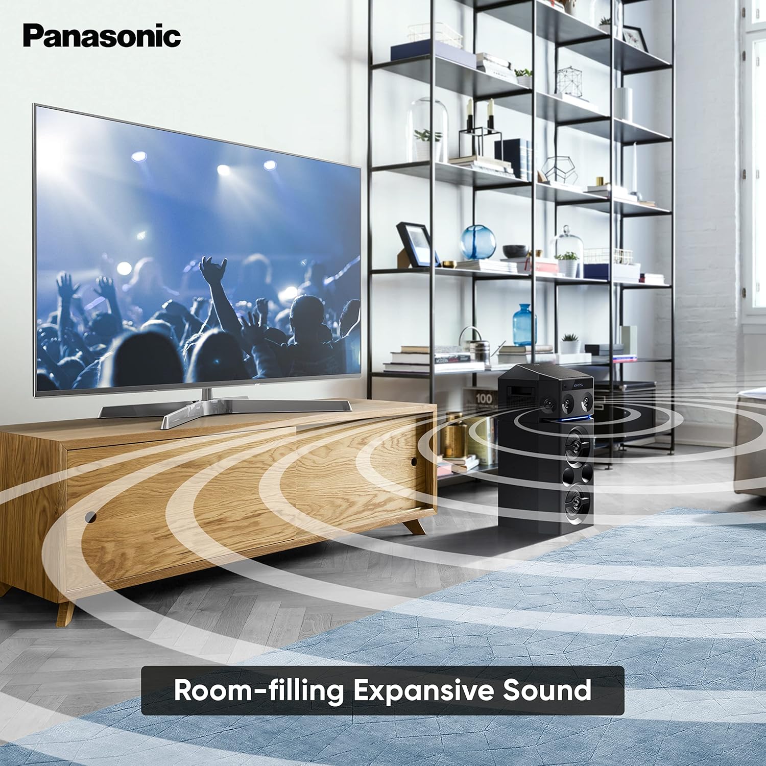 Panasonic SC-UA30GW-K Party Speaker, 300 W RMS, Bluetooth, USB, AUX, FM Radio, USB, Full Karaoke, Airquake Bass, Portable with Handle, 2 mic Jacks (Black) - Image 4