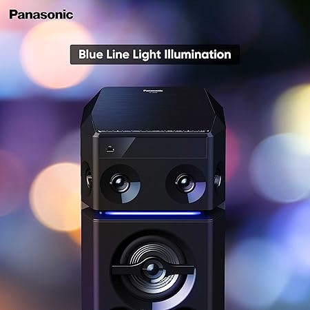 Panasonic SC-UA30GW-K Party Speaker, 300 W RMS, Bluetooth, USB, AUX, FM Radio, USB, Full Karaoke, Airquake Bass, Portable with Handle, 2 mic Jacks (Black) - Image 5