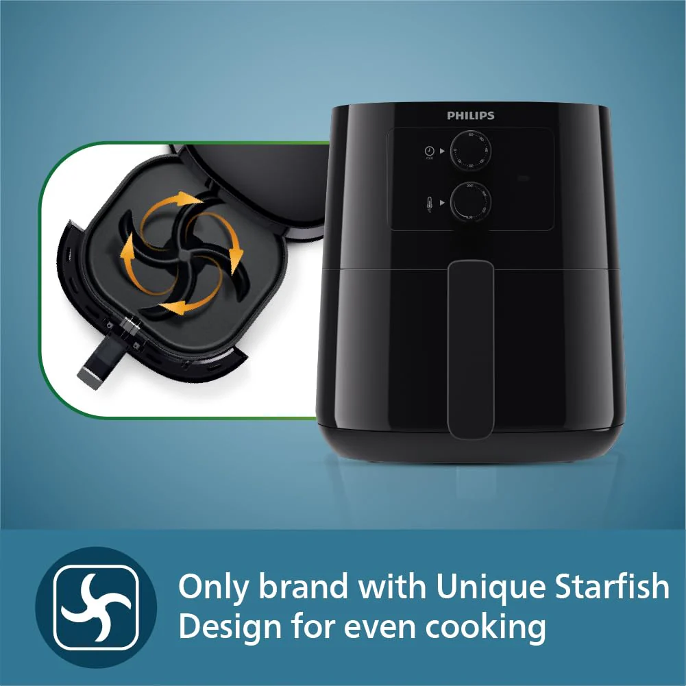 PHILIPS Air fryer for Home, 4.1 Liter, with RapidAir Technology (Black), with additional 1 Yr Warranty by Philips, uses up to 90% less fat (HD9200/90) - Image 3