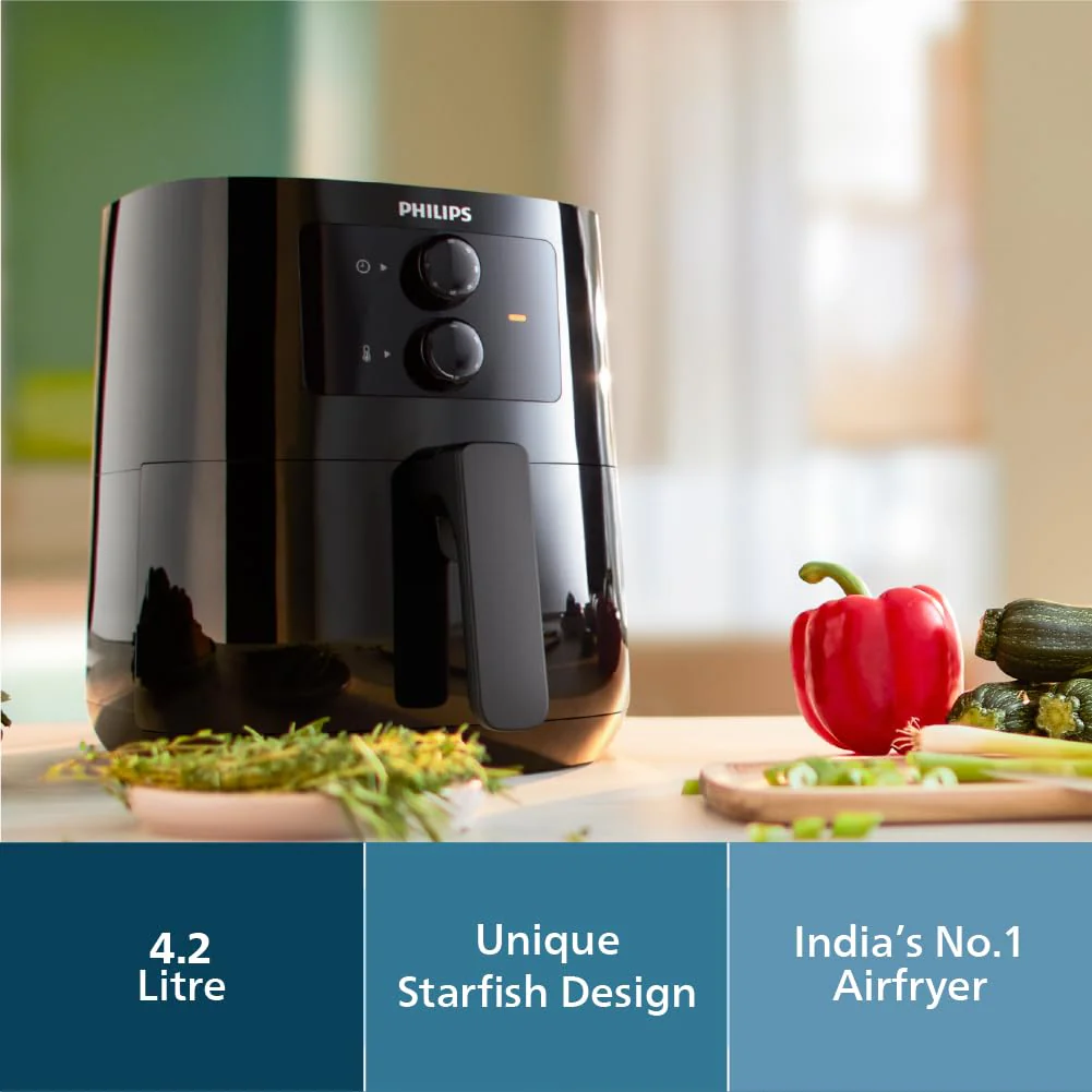 PHILIPS Air fryer for Home, 4.1 Liter, with RapidAir Technology (Black), with additional 1 Yr Warranty by Philips, uses up to 90% less fat (HD9200/90) - Image 7