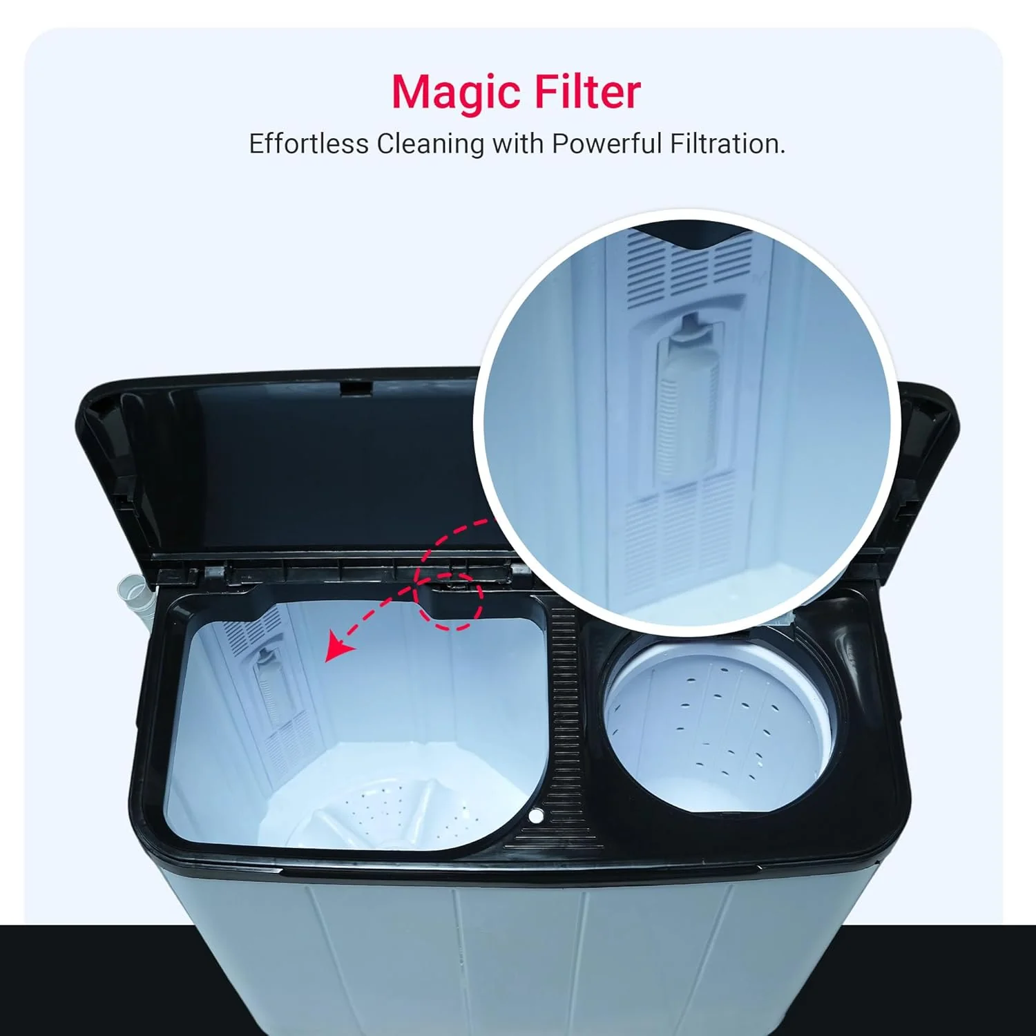 Power Guard 6.5 kg 5 Star Semi-Automatic Top Loading Washing Machine Appliance (PG65WMBKOP) - Image 6