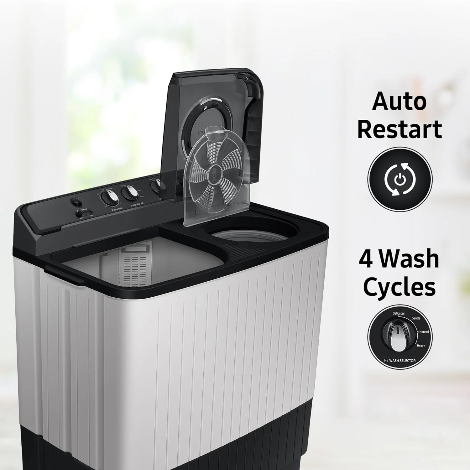 Samsung 10.5 kg, 5 star, Semi-Automatic Top Load Washing Machine (WT10C4260GG/TL, Air Turbo Drying, Light Gray,) - Image 5