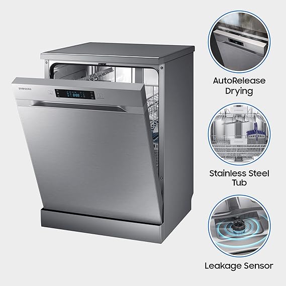 Samsung 13 Place Setting Freestanding Dishwasher with Intensive Wash (DW60M6043FS/TL, Stainless Steel, Hygiene Clean, Height Adjustable Rack) (Open Box / Without Box) - Image 5