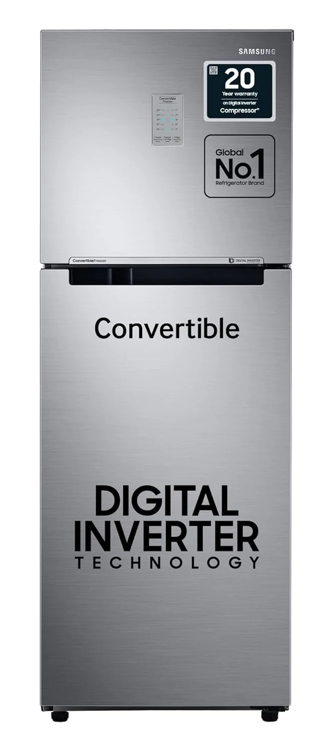 Samsung 236L 3 Star Convertible 3 In 1 Digital Inverter Frost-Free Double Door Refrigerator Appliance (RT28C3733SL/HL,Ez Clean Steel)