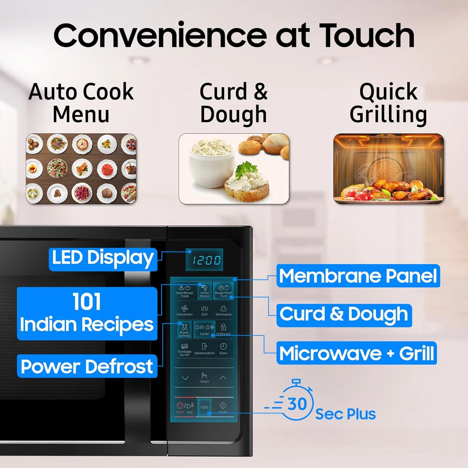 Samsung 28L, Convection Microwave Oven with Curd Making(MC28A5013AK/TL, Black, 10 Yr warranty) - Image 7
