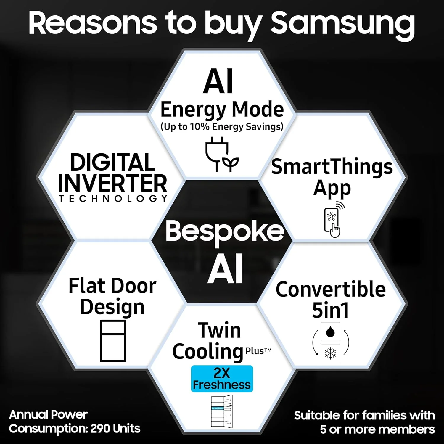 Samsung 419 L, 2 Star, Convertible 5-in-1, Digital Inverter, Frost Free Double Door, Bespoke AI WiFi Enabled Refrigerator (RT45DB6A4B22, Silver, Elegant Inox) - Image 8