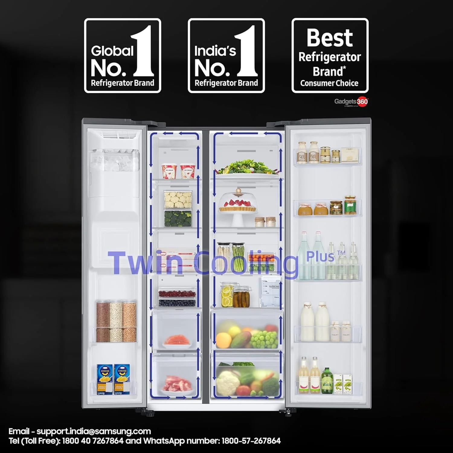 Samsung 633 L, 3 Star, Frost Free, Double Door, Convertible 5-in-1 Digital Inverter, Side By Side Refrigerator with AI, WiFi &amp; Water &amp; Ice Dispenser (RS78CG8543S9HL, Silver, Refined Inox) - Image 9