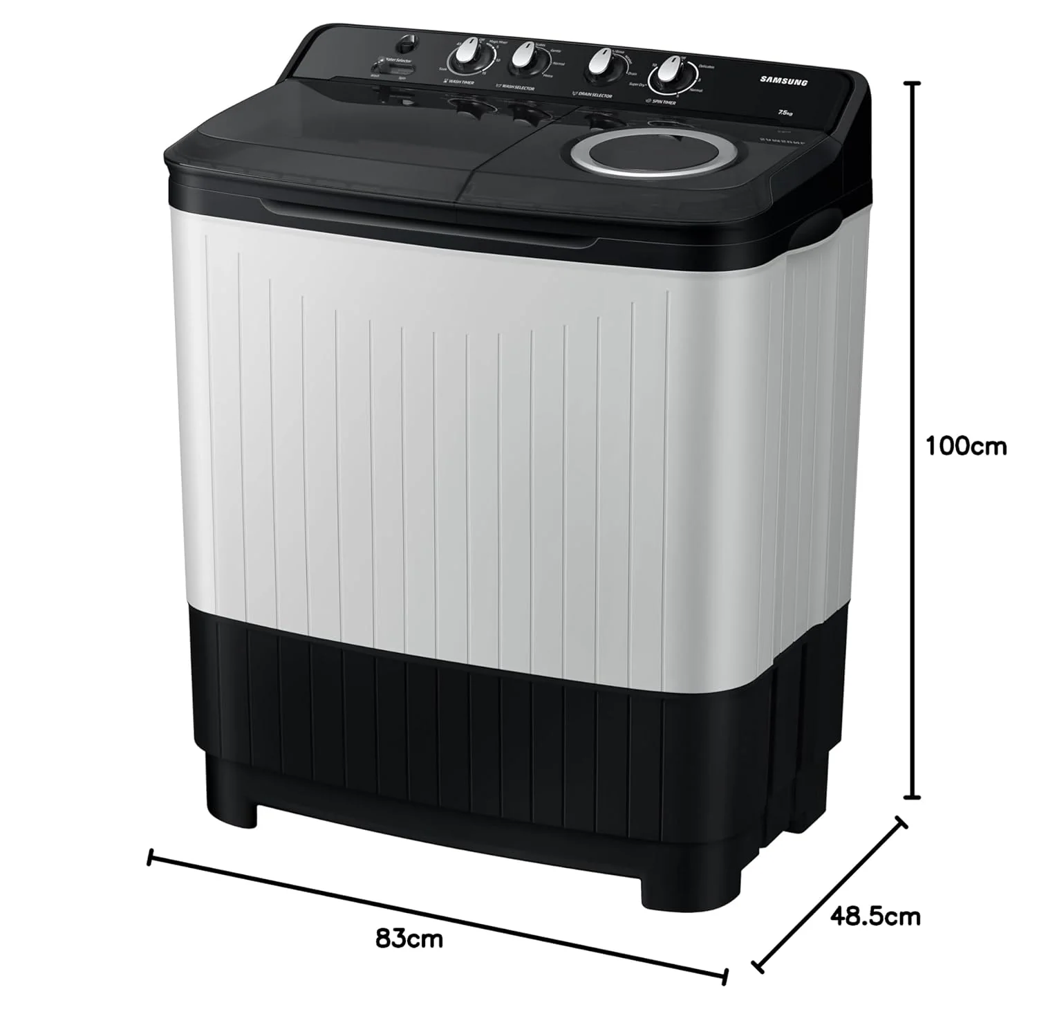 Samsung 7.5 kg, 5 Star, Semi-Automatic Top Load Washing Machine (WT75C3200GG/TL, Air Turbo Drying, Light Gray) - Image 12