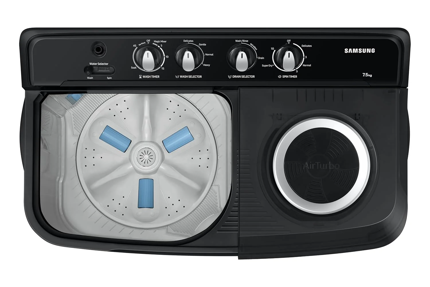 Samsung 7.5 kg, 5 Star, Semi-Automatic Top Load Washing Machine (WT75C3200GG/TL, Air Turbo Drying, Light Gray) - Image 8