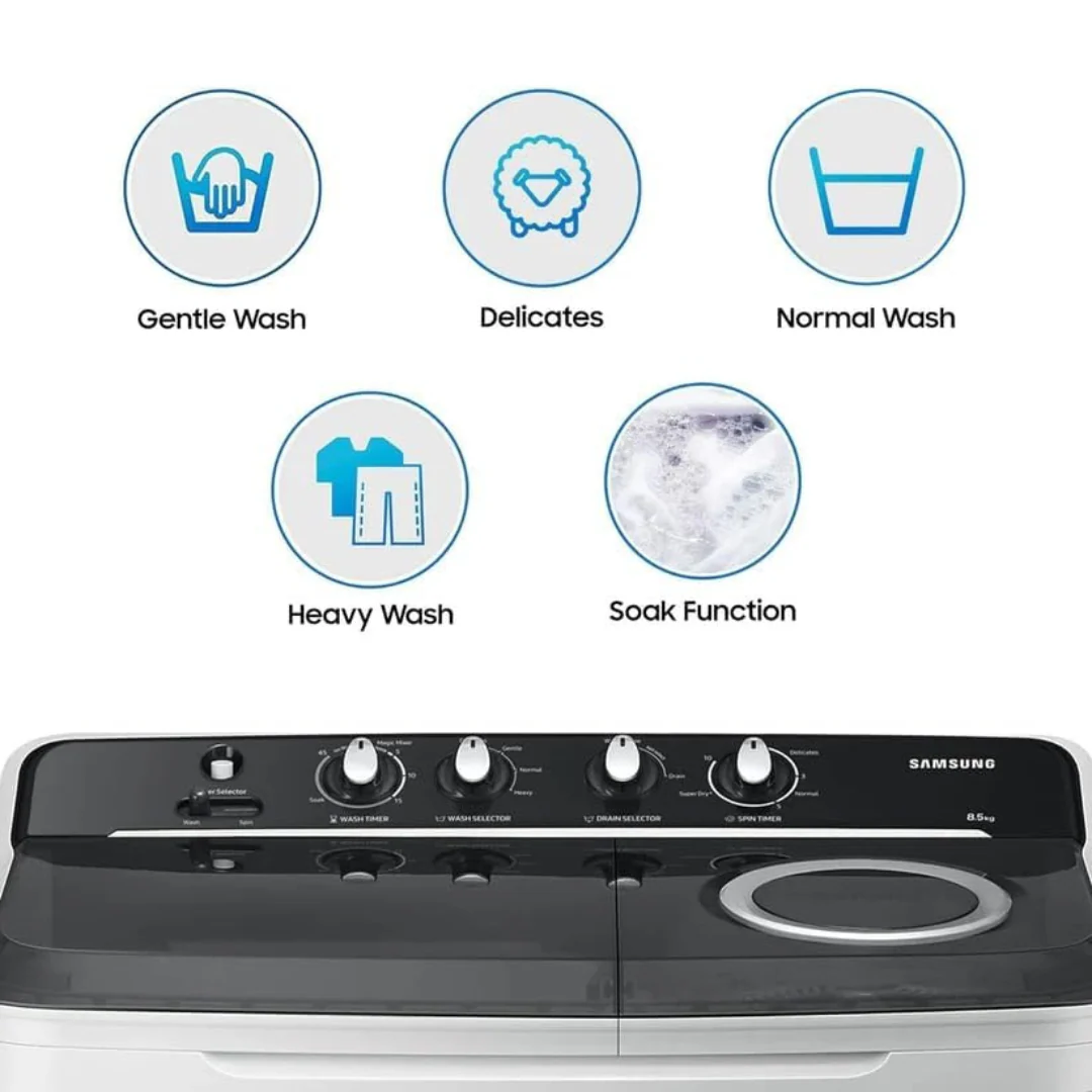 Samsung 9 kg, 5 star, Semi-Automatic Top Load Washing Machine (WT90C4260GG/TL, Air Turbo Drying, Light Gray) - Image 4