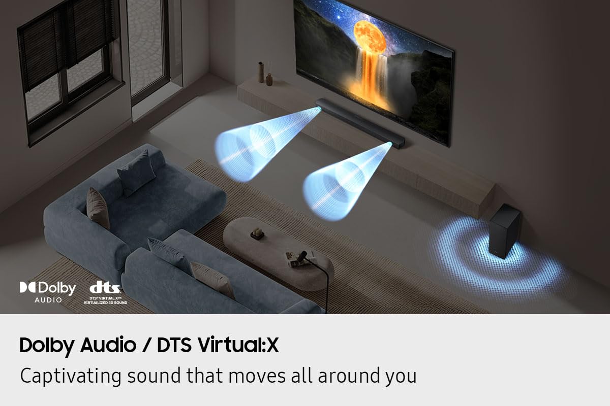 SAMSUNG HW-B650F/ZC 3.1 ch Soundbar with Dolby Digital, DTS Virtual:X, Q-Symphony, Bass Boost, Adaptive Sound, Bluetooth, HDMI, ARC - Image 4
