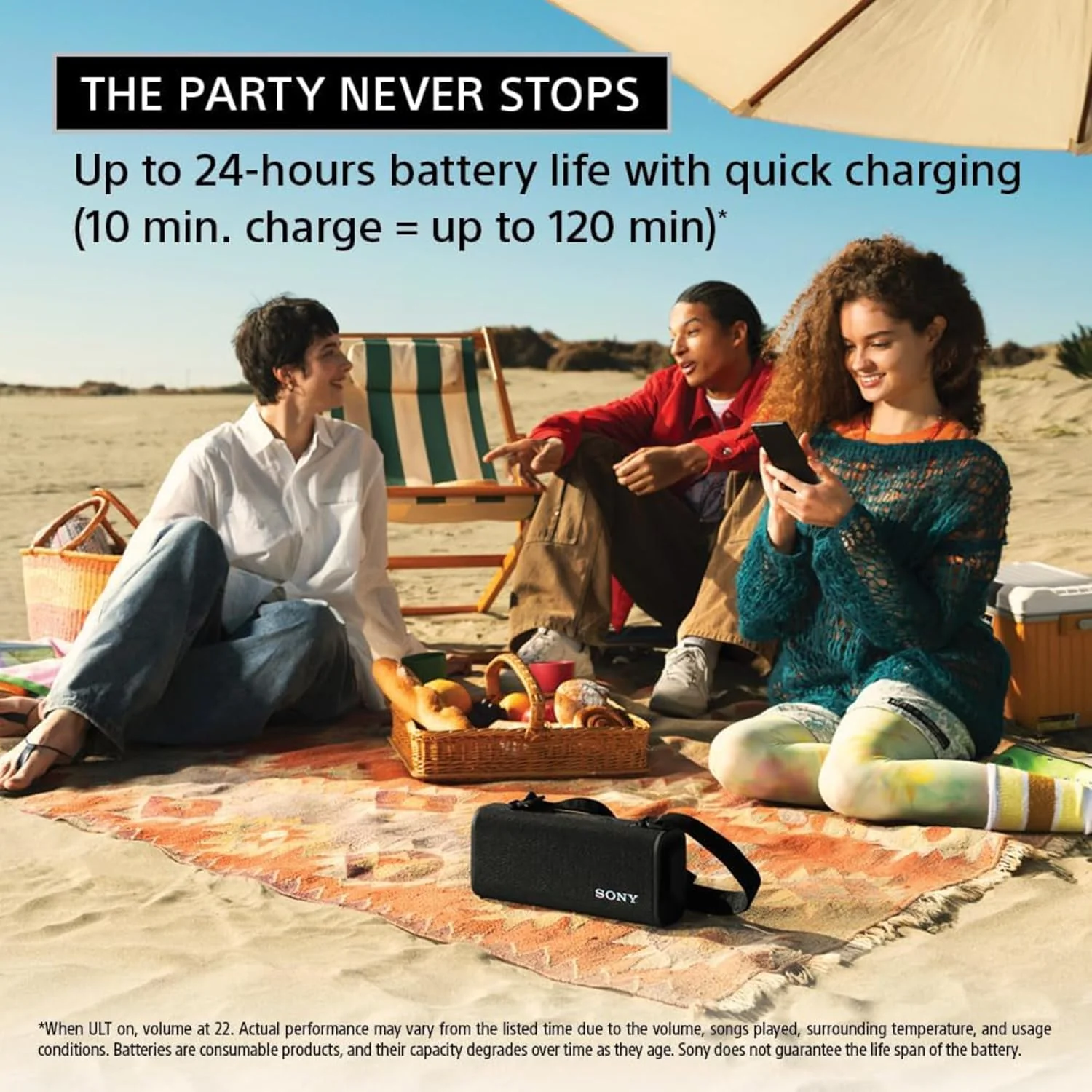Sony New ULT Field 3 with Massive Bass| 24hr Playtime| Hands Free Calling(with Mic),IP67 (Waterproof,Dustproof,Rustproof),Shoulder Strap,Quick Charge,Wireless Bluetooth Speaker(SRS-ULT30)-Black - Image 4