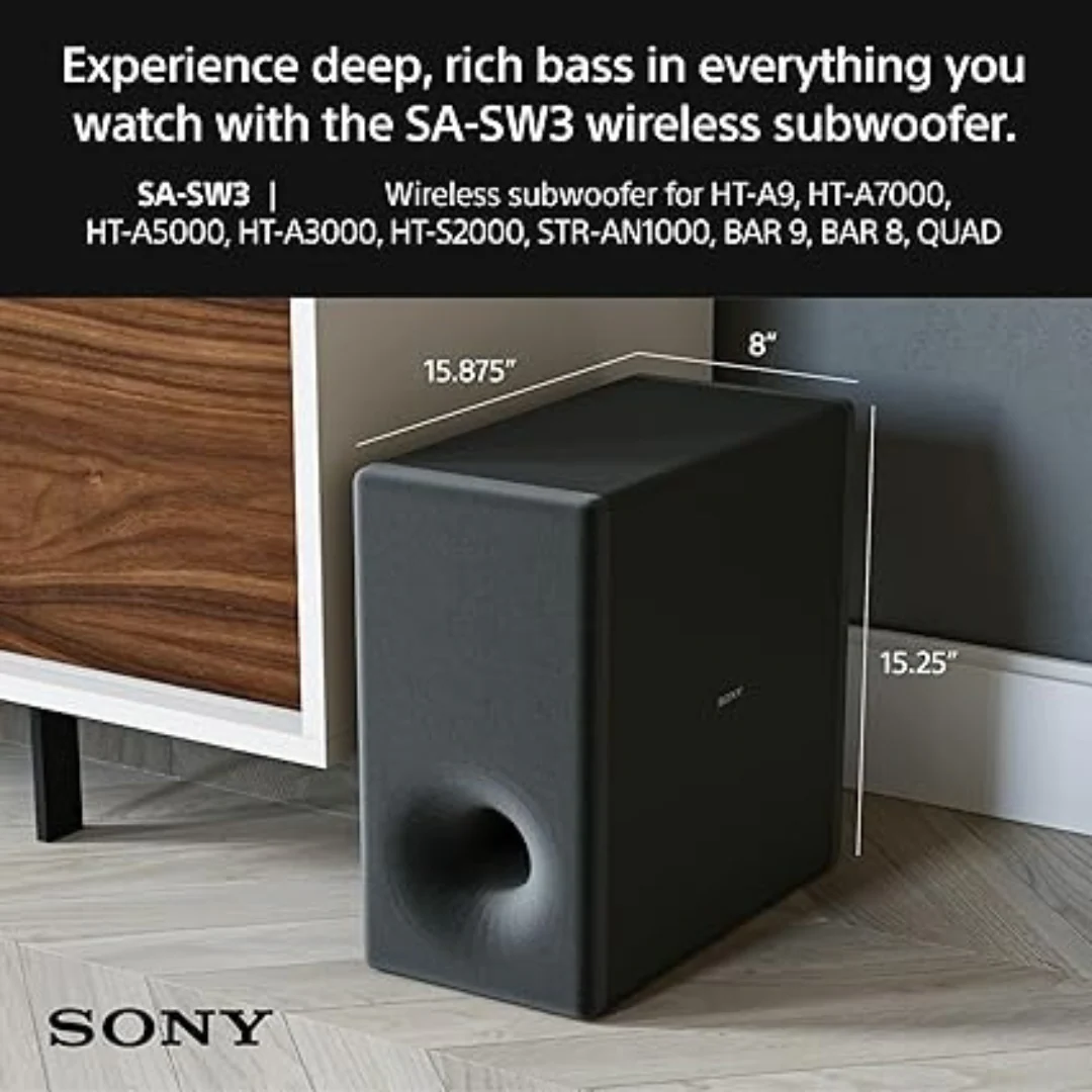 Sony Sa-Sw3 200W Wireless Subwoofer for Ht-A9 & Ht-A7000 (Black) - Image 3