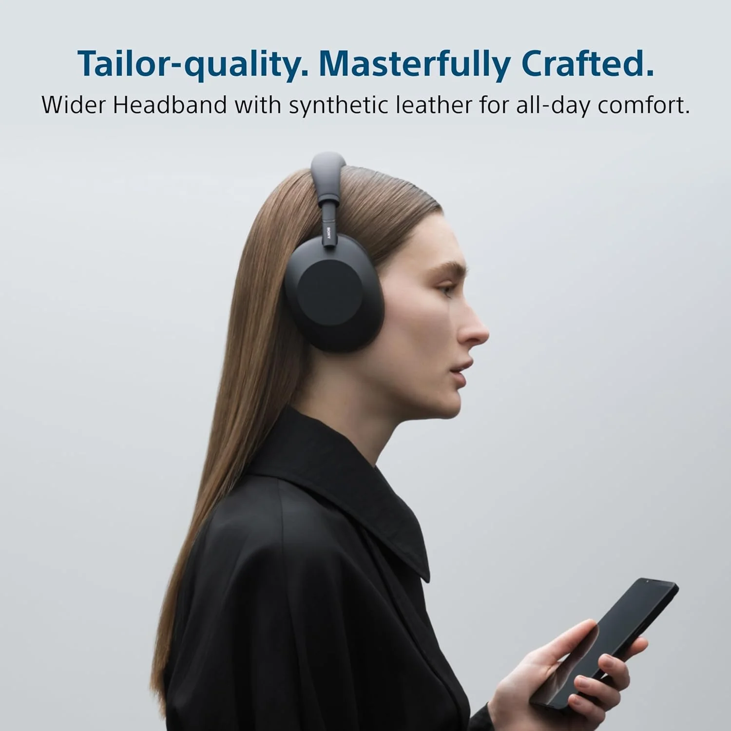 Sony WH-1000XM6 The Best Wireless Noise Canceling Headphones, HD NC Processor QN3, 12 Microphones, Adaptive NC Optimizer, Mastered by Engineers, Studio-Quality- Black - Image 5
