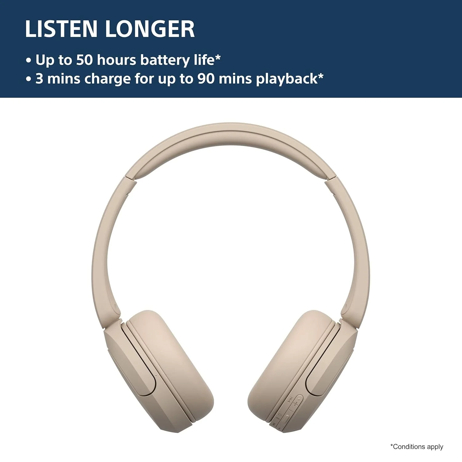 Sony WH-CH520 Wireless Bluetooth Headphones on Ear with Mic, Up to 50Hrs Battery, Quick Charge, DSEE Upscale, Multipoint Connectivity, Voice Assistant, Customized EQ-Beige. (Open Box / Without Box) - Image 7