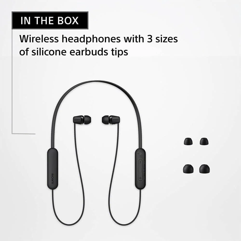 Sony WI-C100 Wireless Headphones with Customizable Equalizer for Deep Bass &amp; 25 Hrs Battery, DSEE-Upscale, Splash Proof, 360RA, Fast Pair, in-Ear Bluetooth Headset with mic for Phone Calls (Black) - Image 2