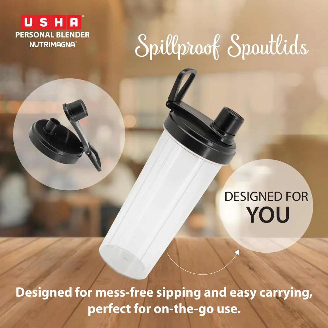 USHA Blender Nutrimagna | 350W| On the Go Blender| Stainless steel blades| Spill proof spout and store lid | 2 speed and pulse operation | Lavender - Image 4