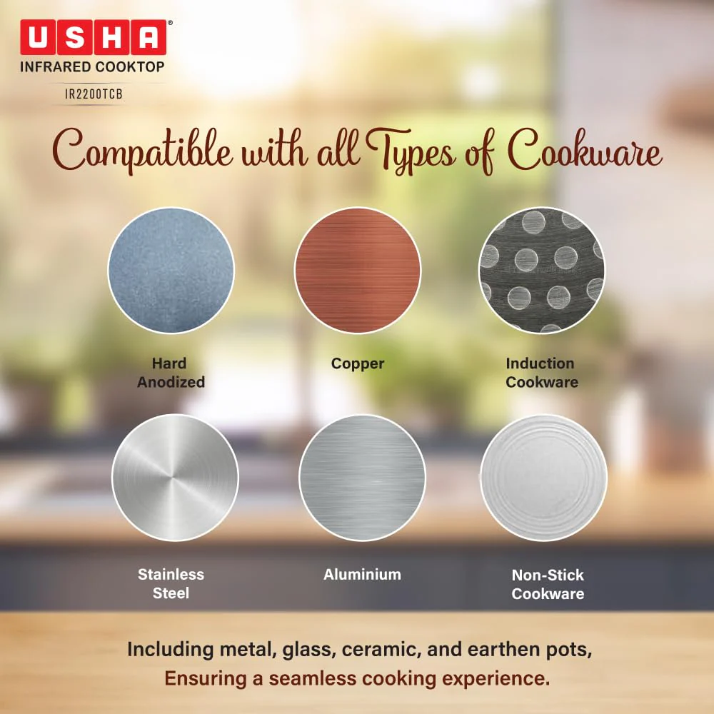 USHA IR2200TCB Infrared Induction Cooktop with grill - Image 3