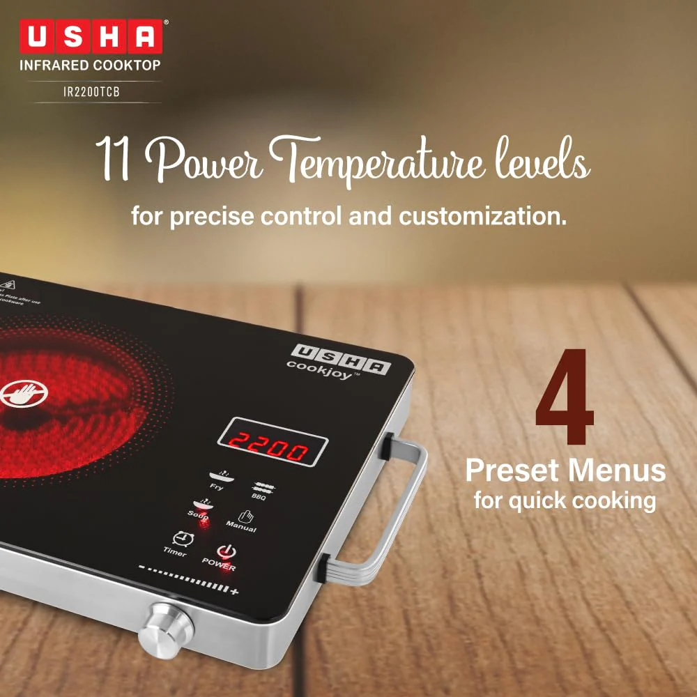 USHA IR2200TCB Infrared Induction Cooktop with grill - Image 4