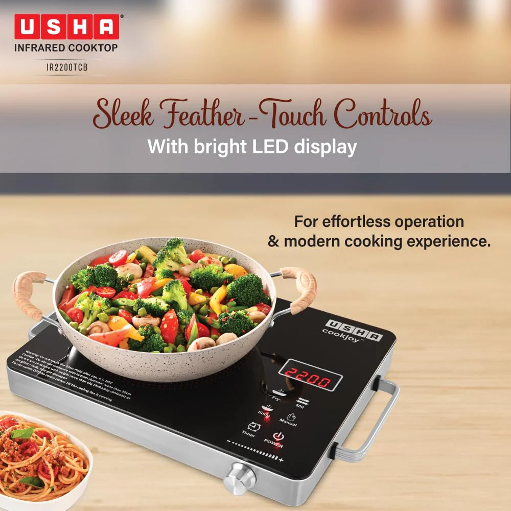 USHA IR2200TCB Infrared Induction Cooktop with grill - Image 5