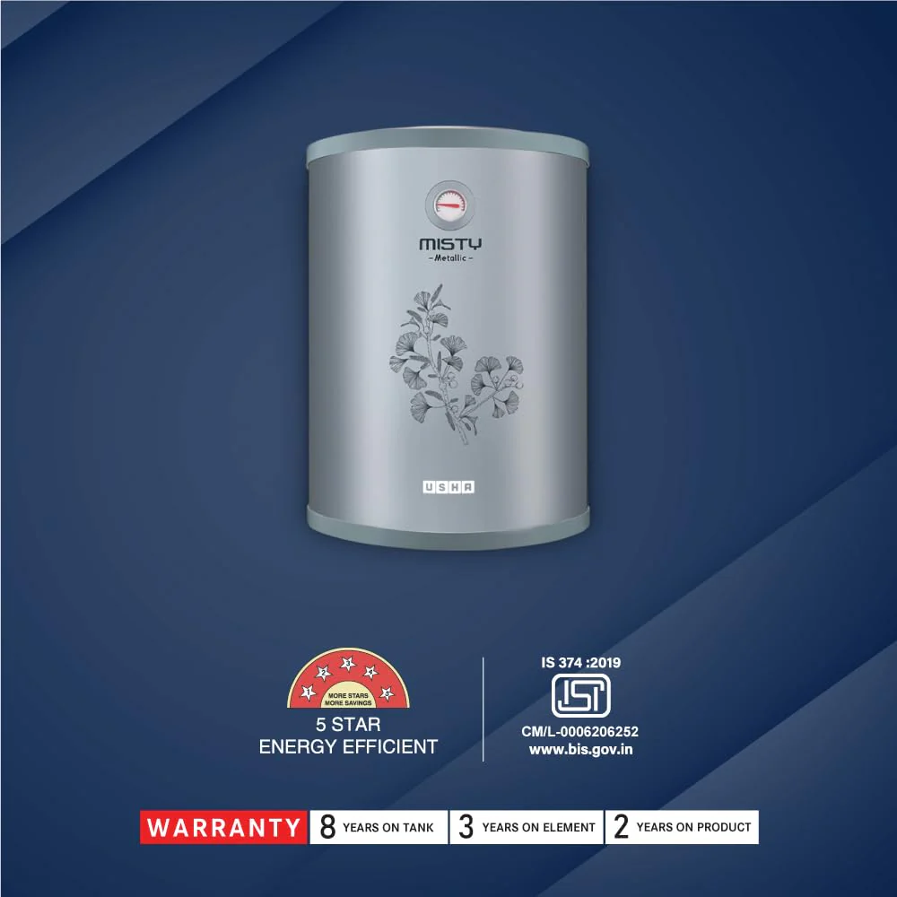 Usha Misty 15 Ltr 2000-Watt 5 Star Storage Water Heater (Grey Magnolia) - Image 6
