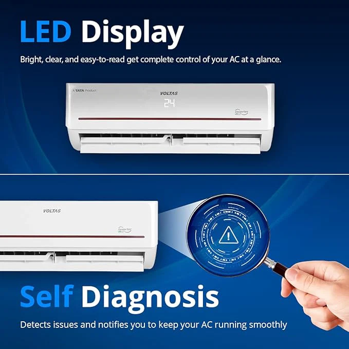 Voltas 1.5 ton, 3 Star, Hot &amp; Cold Inverter Split AC (Copper, 5 in 1 Adjustable Mode, Anti Dust with Anti Microbial Filter, 183VH Vertis Prism, White/Red Stripe) - Image 5