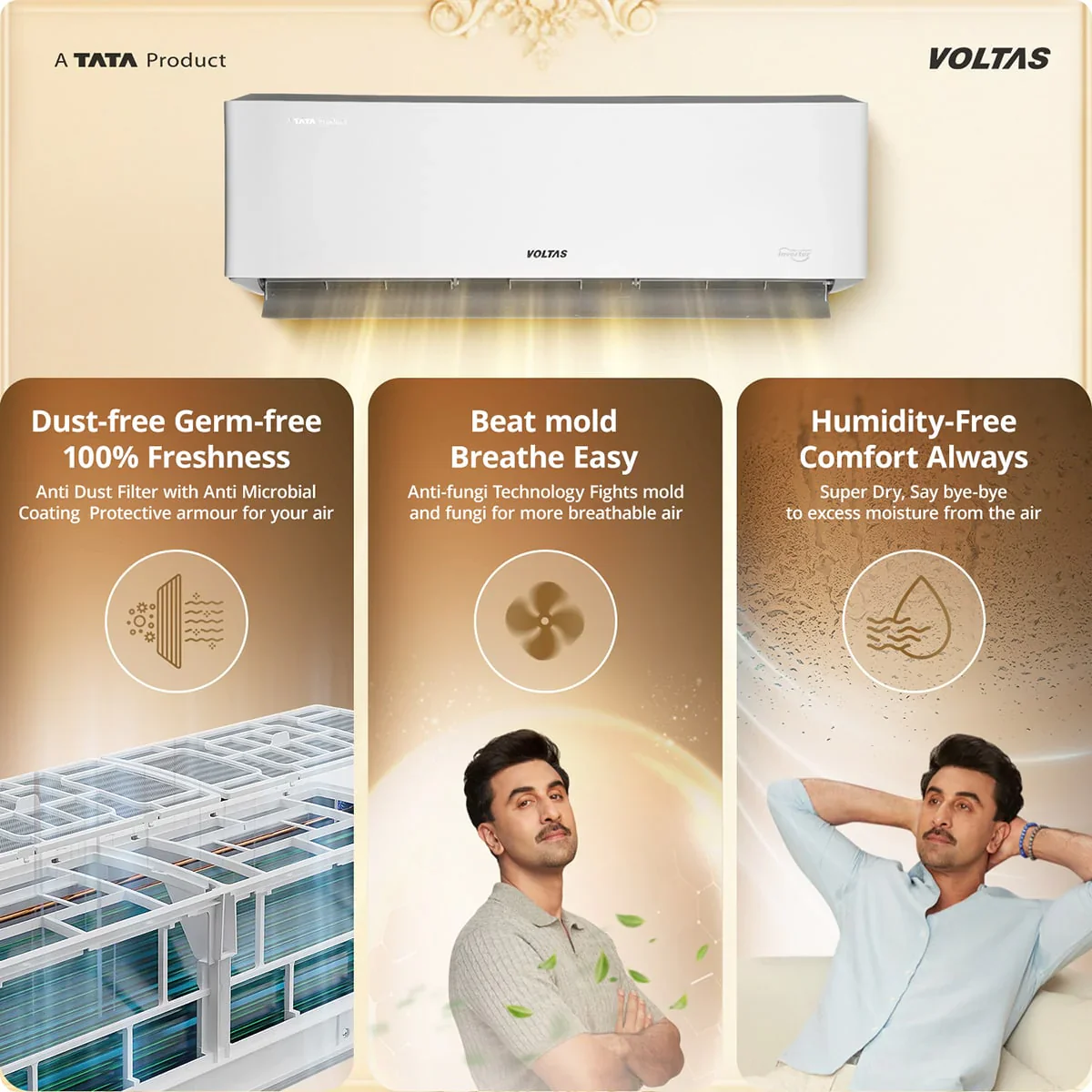 Voltas 1.5 ton 5 Star, New star rated, Inverter Split AC (Copper, Convertible 6-in-1 Cooling Modes, Auto Clean, Sleep Mode with Hidden Display, Memory Restart (185INV VENUS LUXE, White) - Image 11