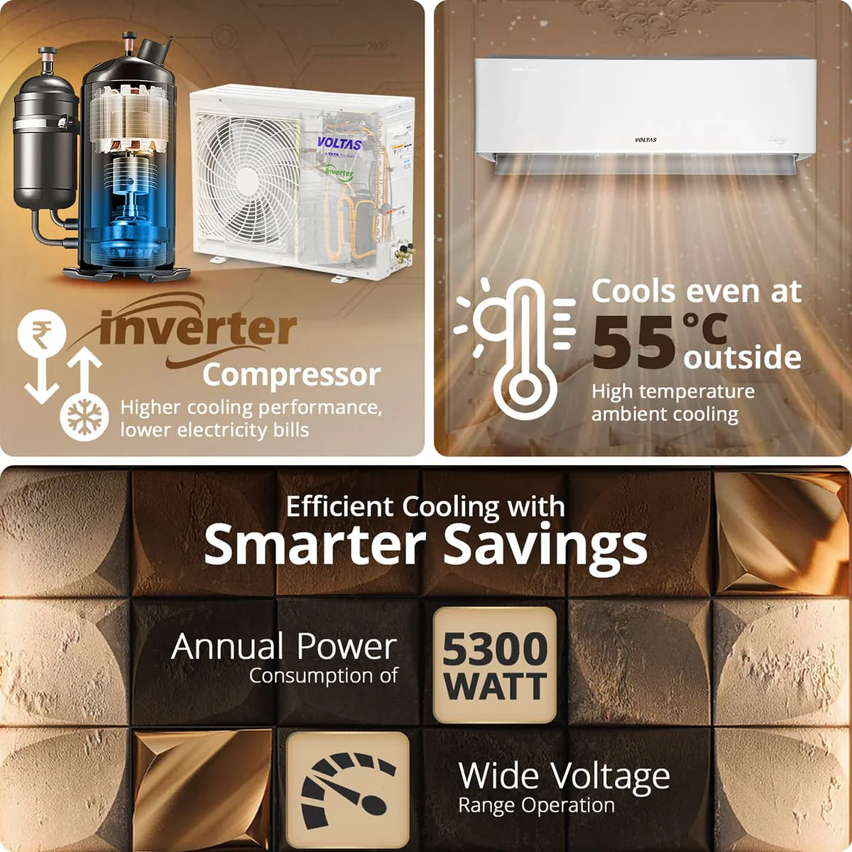 Voltas 1.5 ton 5 Star, New star rated, Inverter Split AC (Copper, Convertible 6-in-1 Cooling Modes, Auto Clean, Sleep Mode with Hidden Display, Memory Restart (185INV VENUS LUXE, White) - Image 13