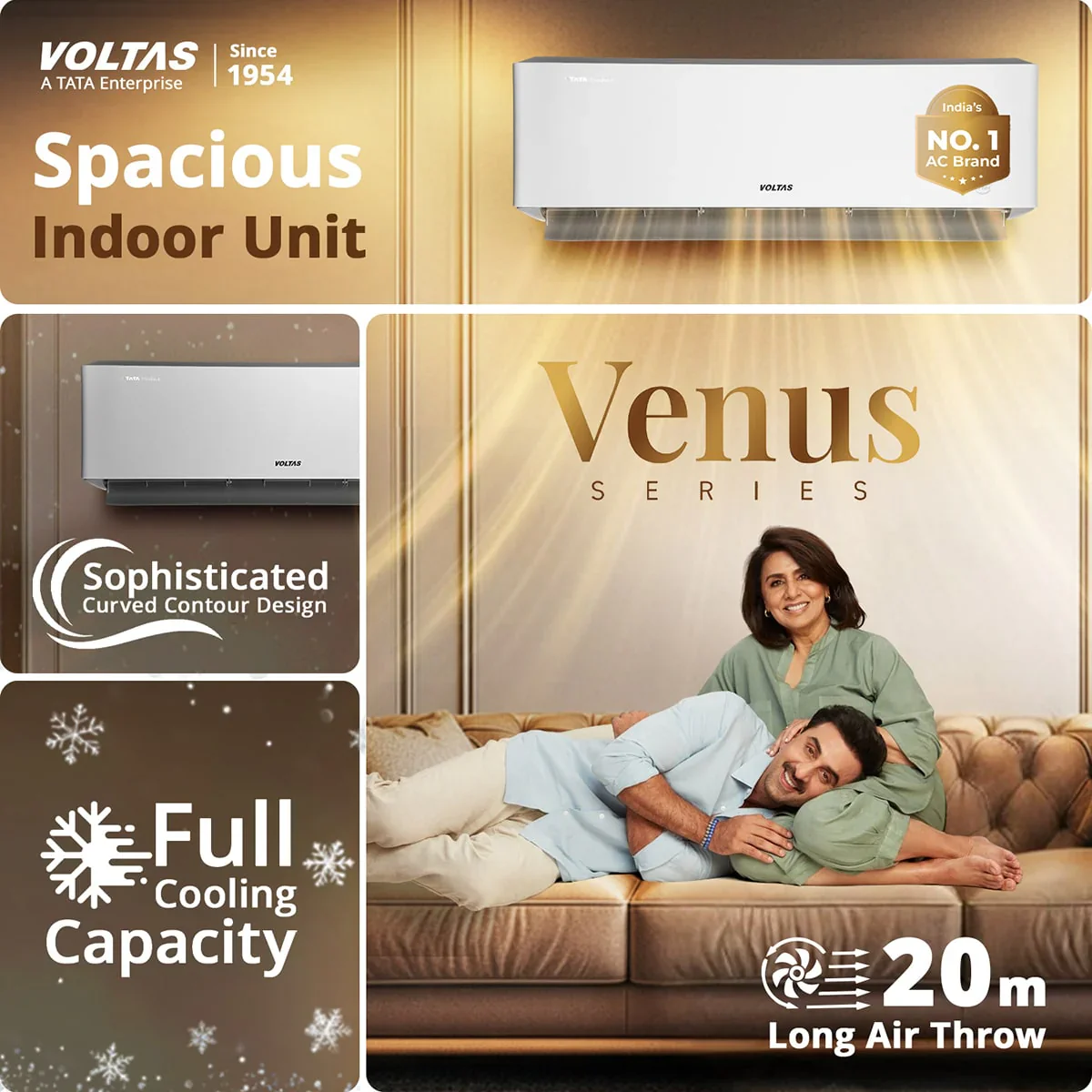 Voltas 1.5 ton 5 Star, New star rated, Inverter Split AC (Copper, Convertible 6-in-1 Cooling Modes, Auto Clean, Sleep Mode with Hidden Display, Memory Restart (185INV VENUS LUXE, White) - Image 15