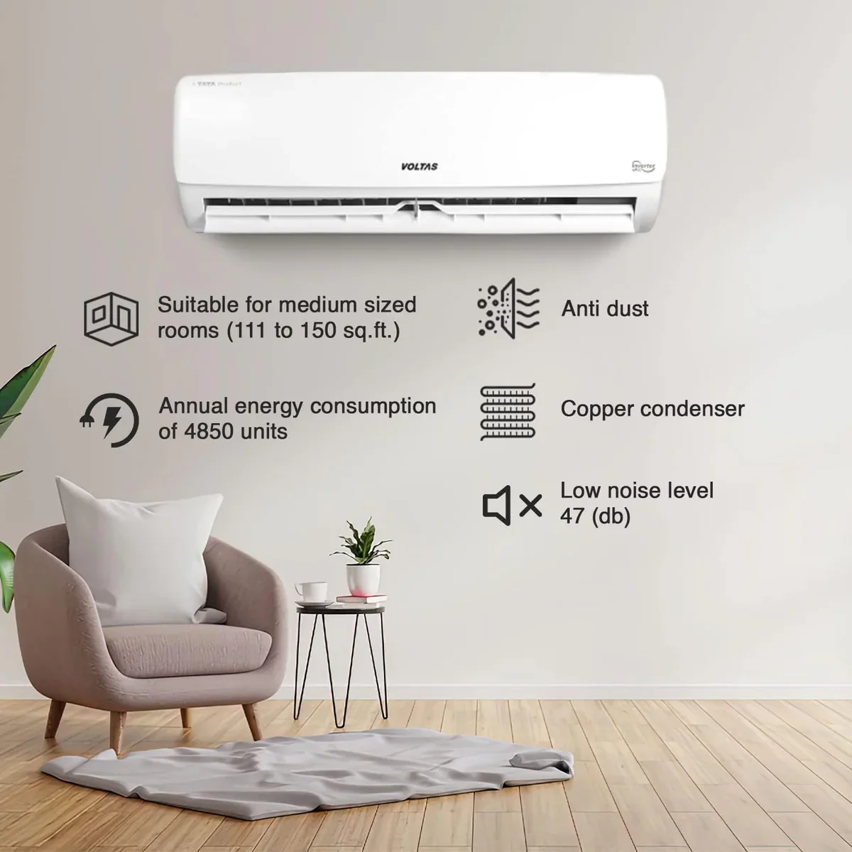 Voltas 185Inv Vectra Elegant Inverter 1.5 Ton 5 Star Split Ac (2026 Series) - Image 2