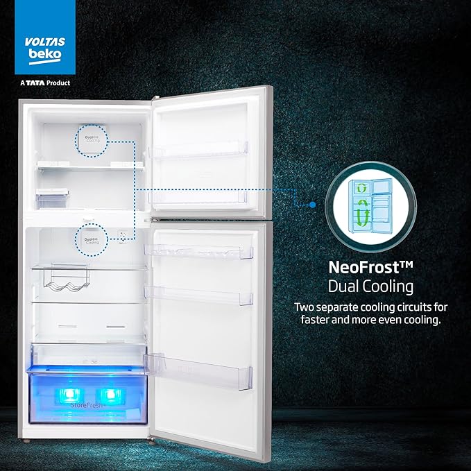 Voltas beko 340 L 2 Star Frost Free Double Door Refrigerator (Inox) RFF3653XPCF - Image 8