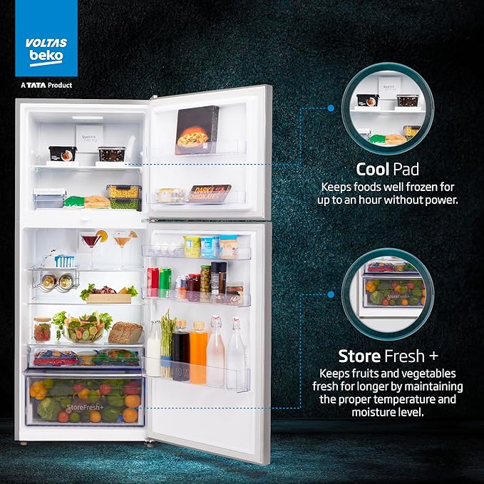 Voltas beko 340 L 2 Star Frost Free Double Door Refrigerator (Inox) RFF3653XPCF - Image 9