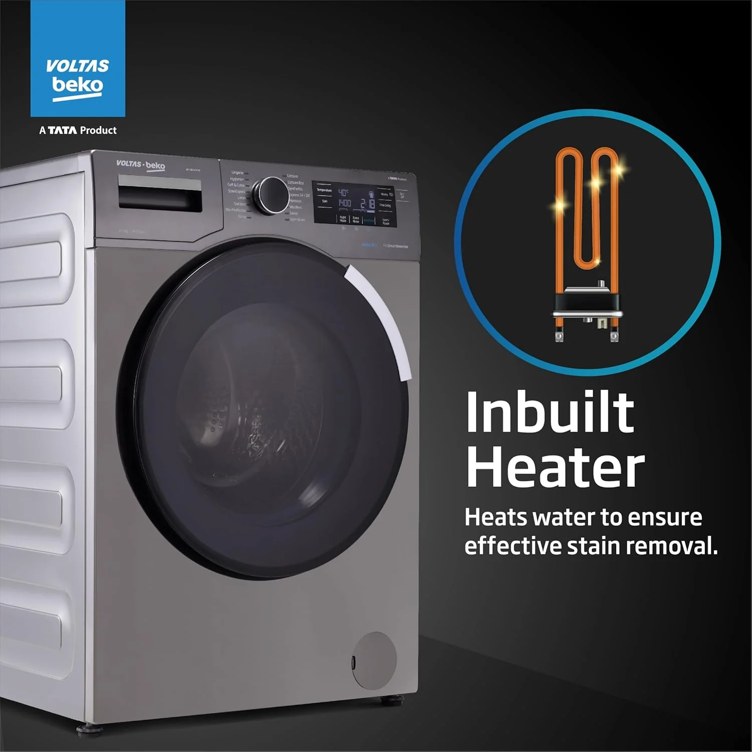 Voltas Beko 8.0kg, Inverter, 5 Star Front Load Washing Machine (WFL8014VTAP, Anthracite), Auto Dosing,Stain Expert - Image 10