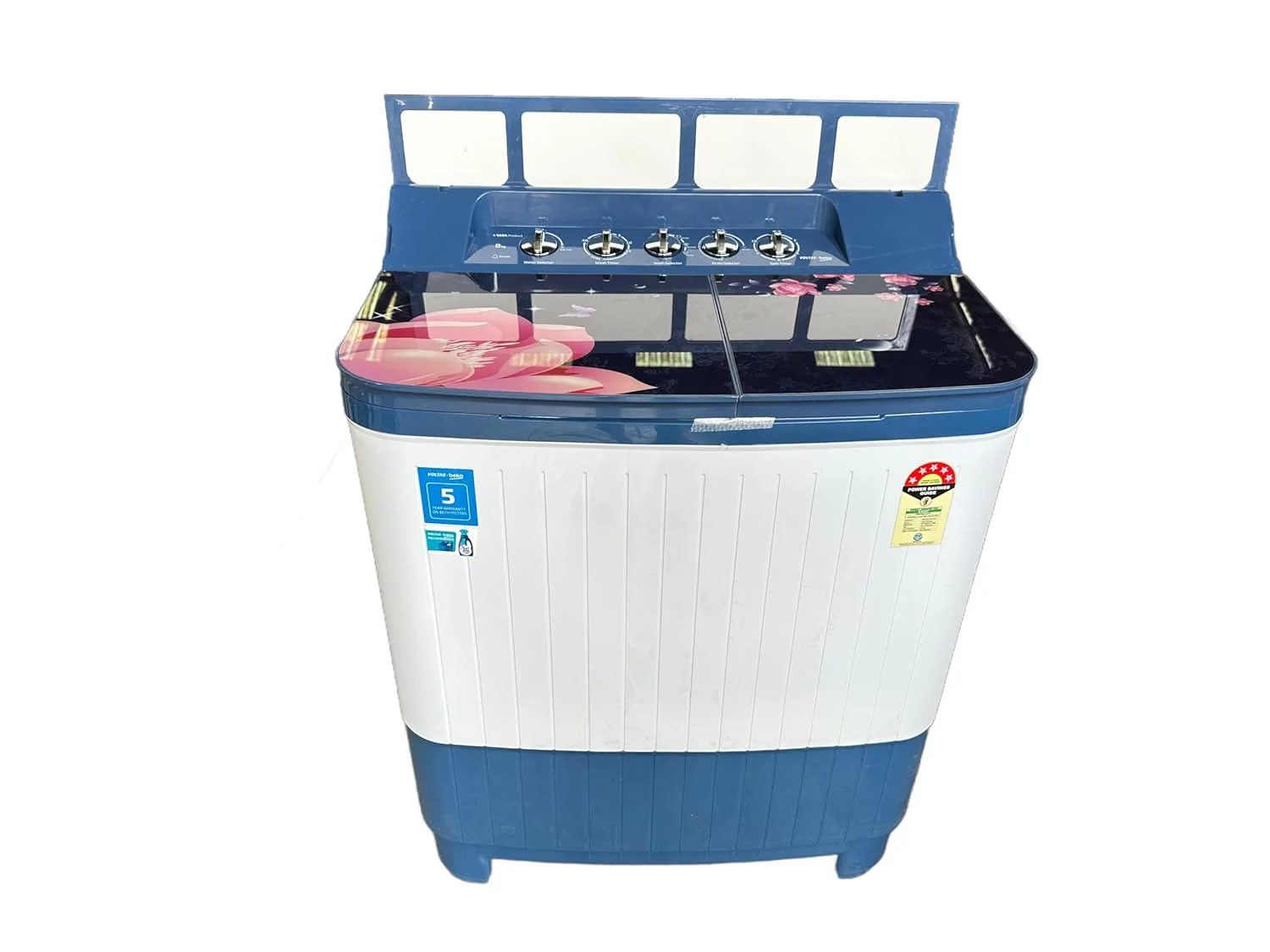 Voltas Beko 8 Kg 5 Star Semi Automatic Top Load Washing Machine (WTT80DBLG/BLSSWH5GBDE) Blue - Image 2