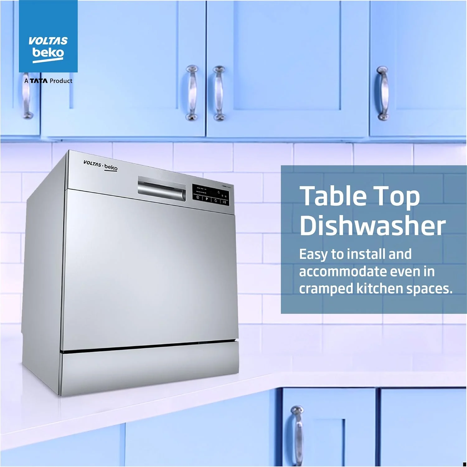 Voltas beko 8 Place Settings Table Top Dishwasher (2020/2021, DT8S, Silver, Inbuilt Heater) - Image 4