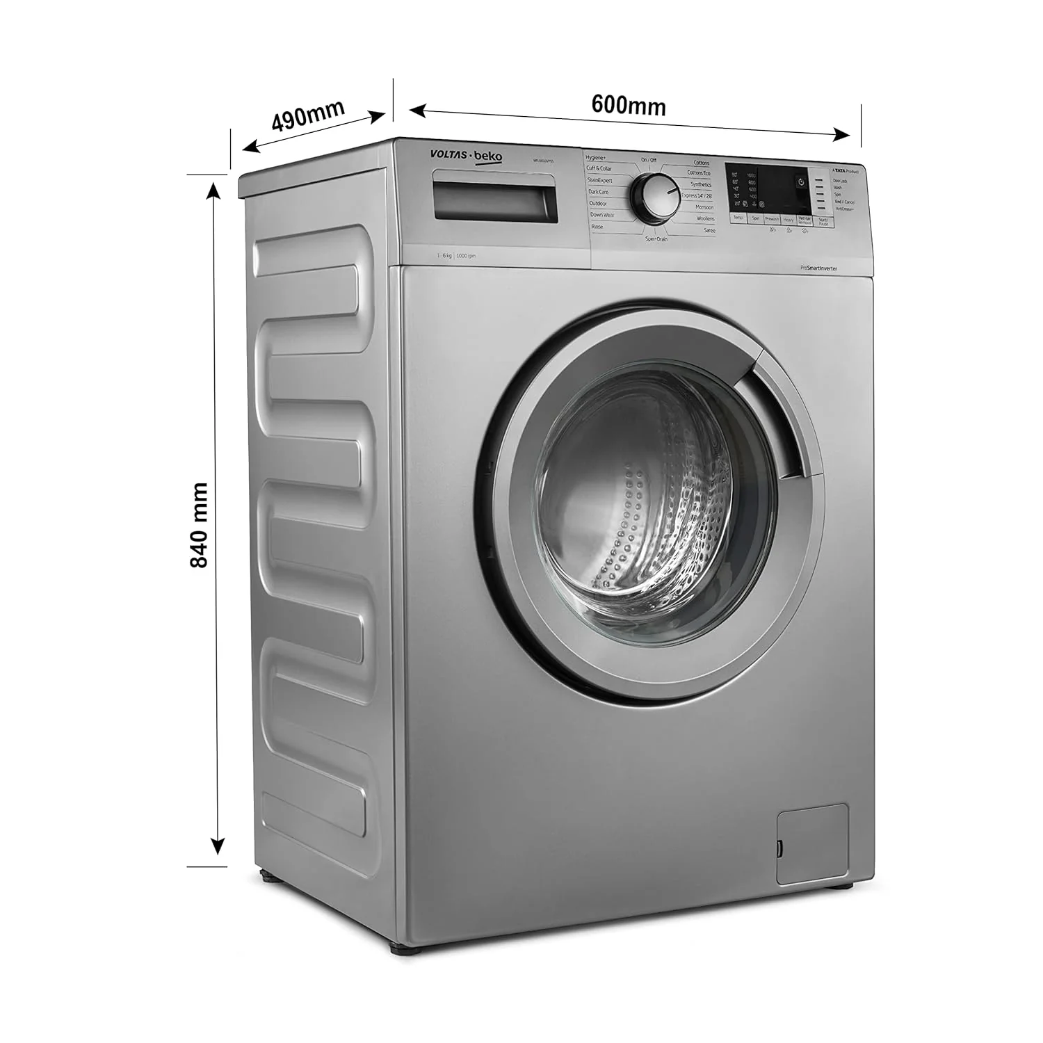 Voltas Beko by A Tata Product 6 kg Hygiene+ and Pro Smart Invertor Motor Fully Automatic Front Load Washing Machine with In-built Heater Grey (WFL6010VPSS) - Image 9