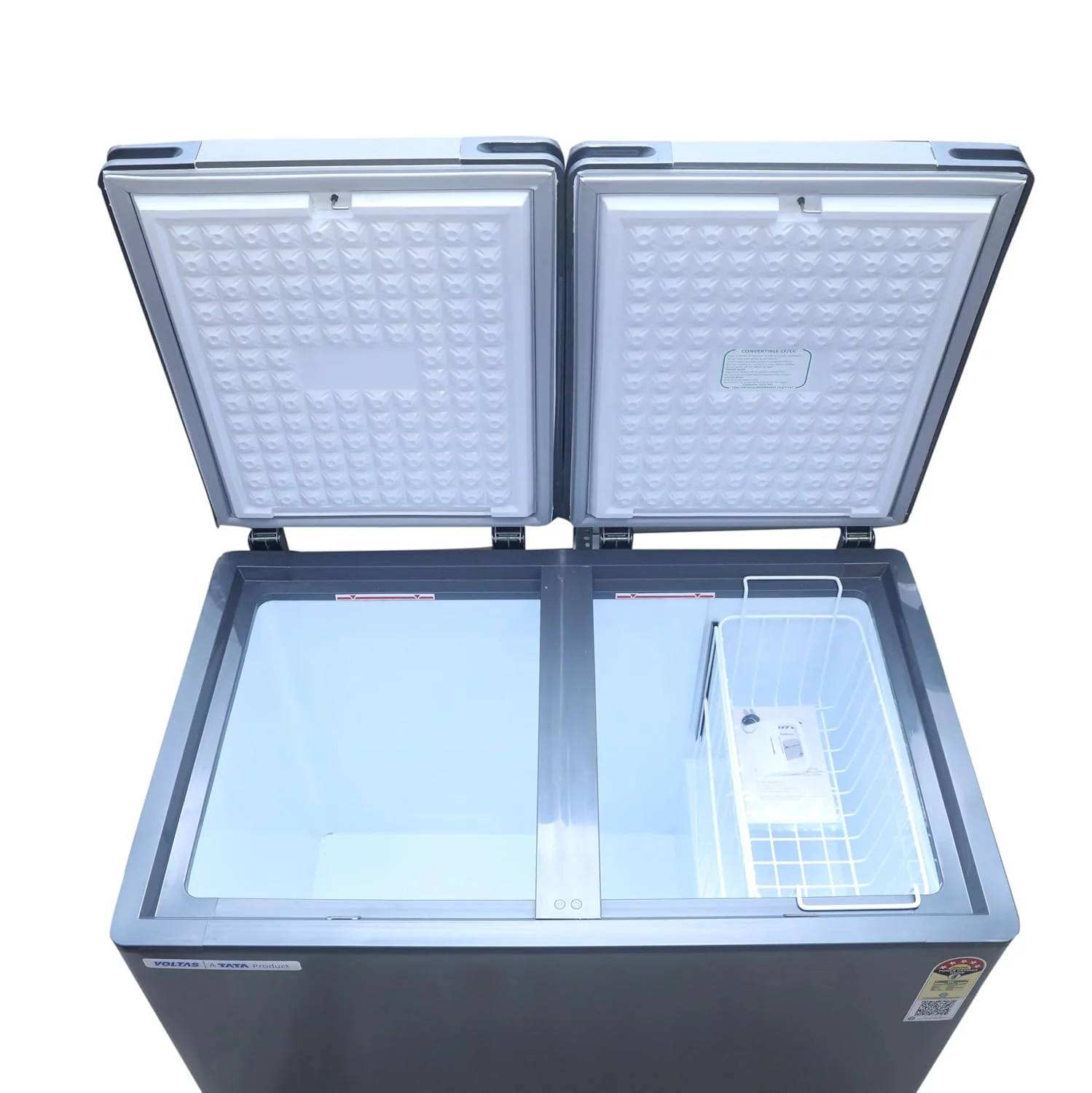 Voltas CVF321DA5-W1-GW 303 Liters Convertible Freezer & Cooler Hard Top Deep Freezer, 5 Star Energy Rated (Grey) - Image 3