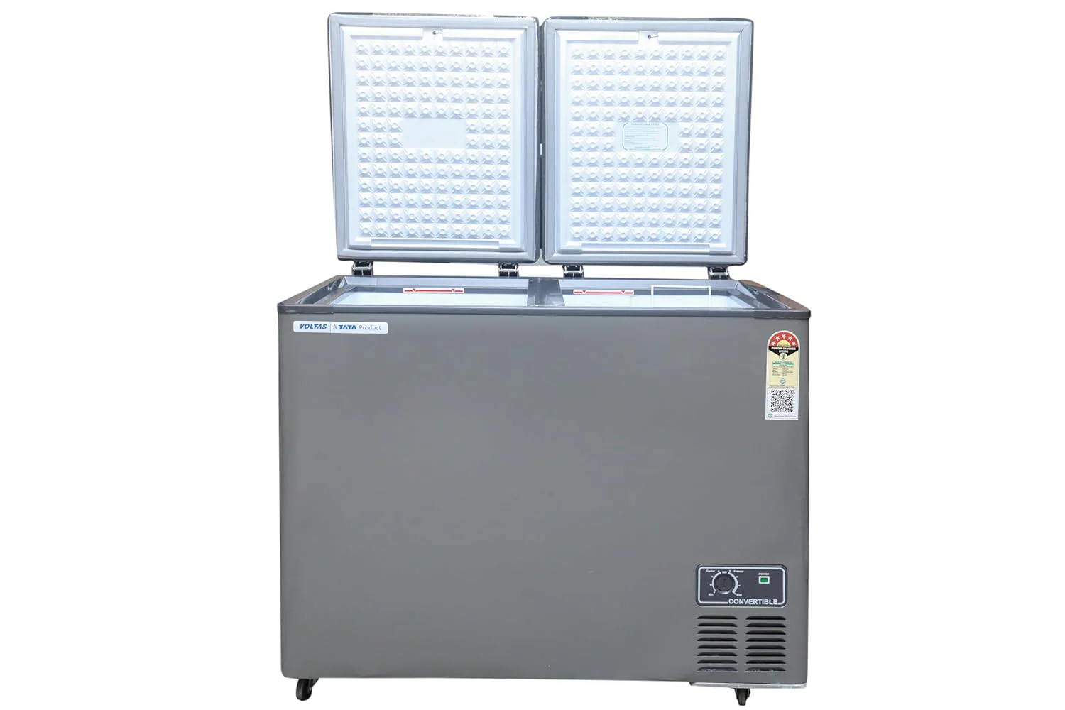Voltas CVF321DA5-W1-GW 303 Liters Convertible Freezer & Cooler Hard Top Deep Freezer, 5 Star Energy Rated (Grey) - Image 4