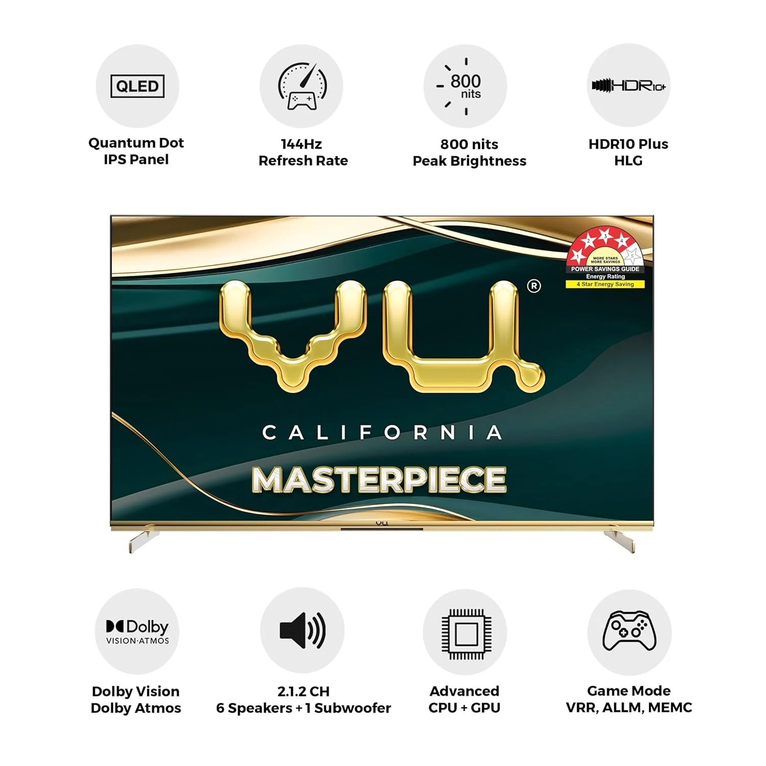 Vu 139cm (55 inches) Masterpiece Frame Series 4K QLED TV 55MASTERPIECE (Armani Gold) - Image 2