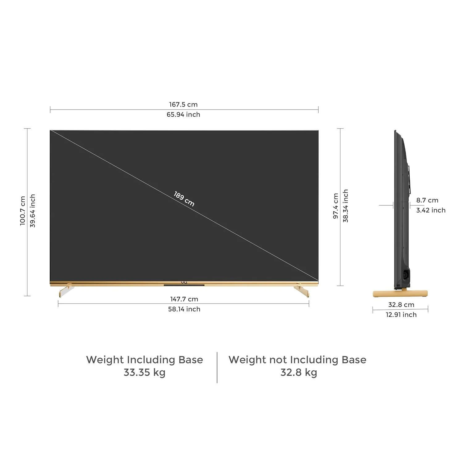 Vu 189cm (75 inches) Masterpiece Frame Series 4K QLED TV 75MASTERPIECE (Armani Gold) - Image 5